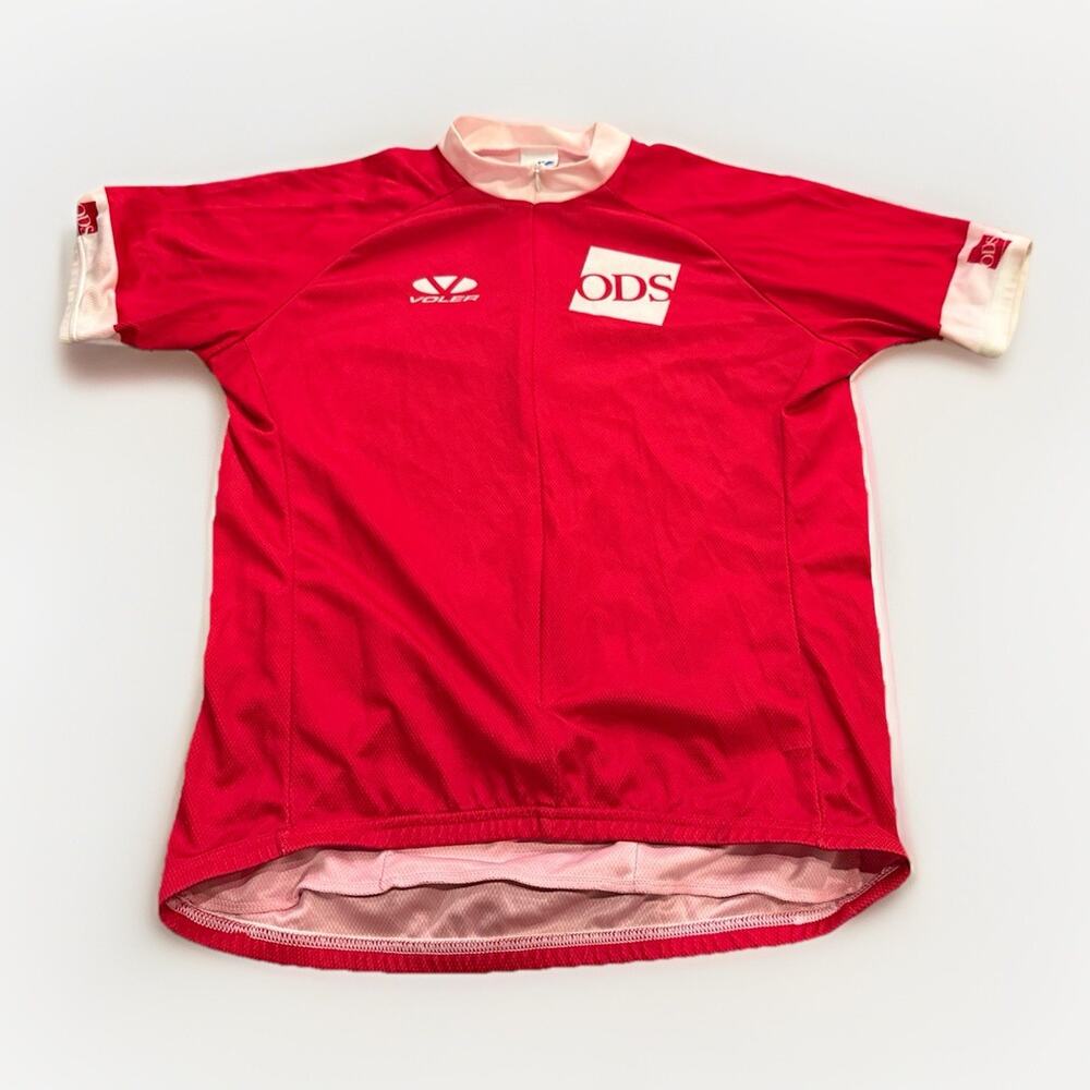 Vintage Voler Mens Red ODS 3/4 Zip Cycling Short Sleeve Jersey Size L USA